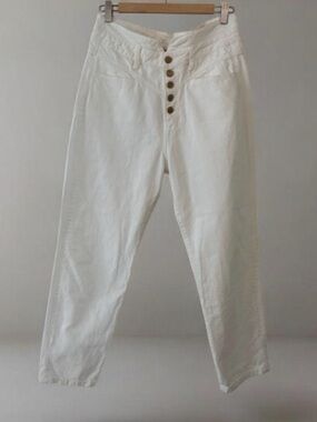 La Petite Française Perseverent High‑Waist Ecru white Jeans Button Front 40 (10)